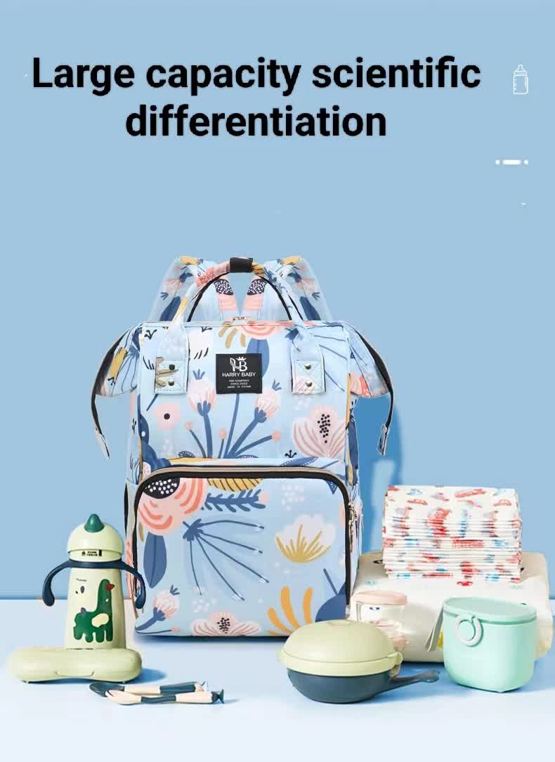 NNEDSZ Large Capacity Multi-Functional Baby Diaper Backpack - Stylish and Travel-Friendly Mummy Bag  Crown Blue-2