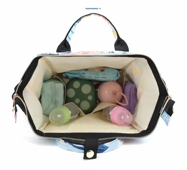 NNEDSZ Large Capacity Multi-Functional Baby Diaper Backpack - Stylish and Travel-Friendly Mummy Bag  Crown Blue-4