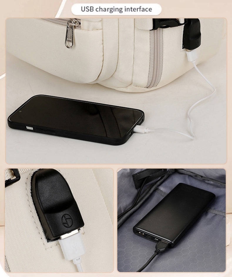 NNEDSZ Gray Capacity Travel Backpack with USB Charging Port - Gray-4