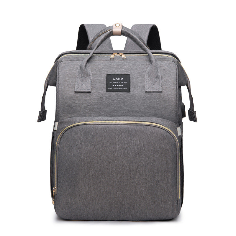 NNEDSZ Multifunctional Diaper Backpack with Mosquito Net and Insulated Pockets -Gray-0