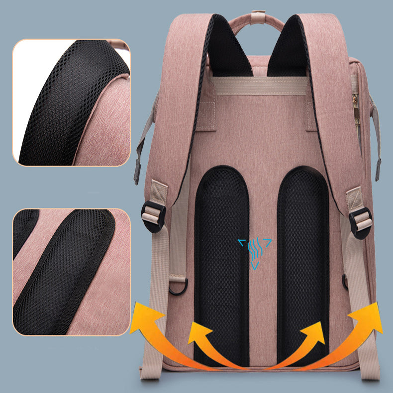 NNEDSZ Multifunctional Diaper Backpack with Mosquito Net and Insulated Pockets -Gray-1