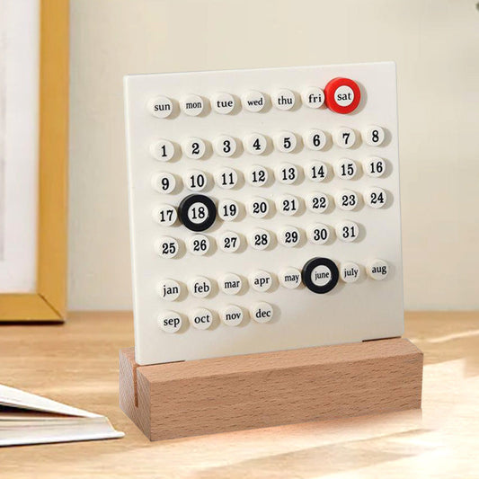 NNEDSZ White DIY Ring Perpetual Calendar - Creative Acrylic Desktop Calendar with Adjustable Rings-0