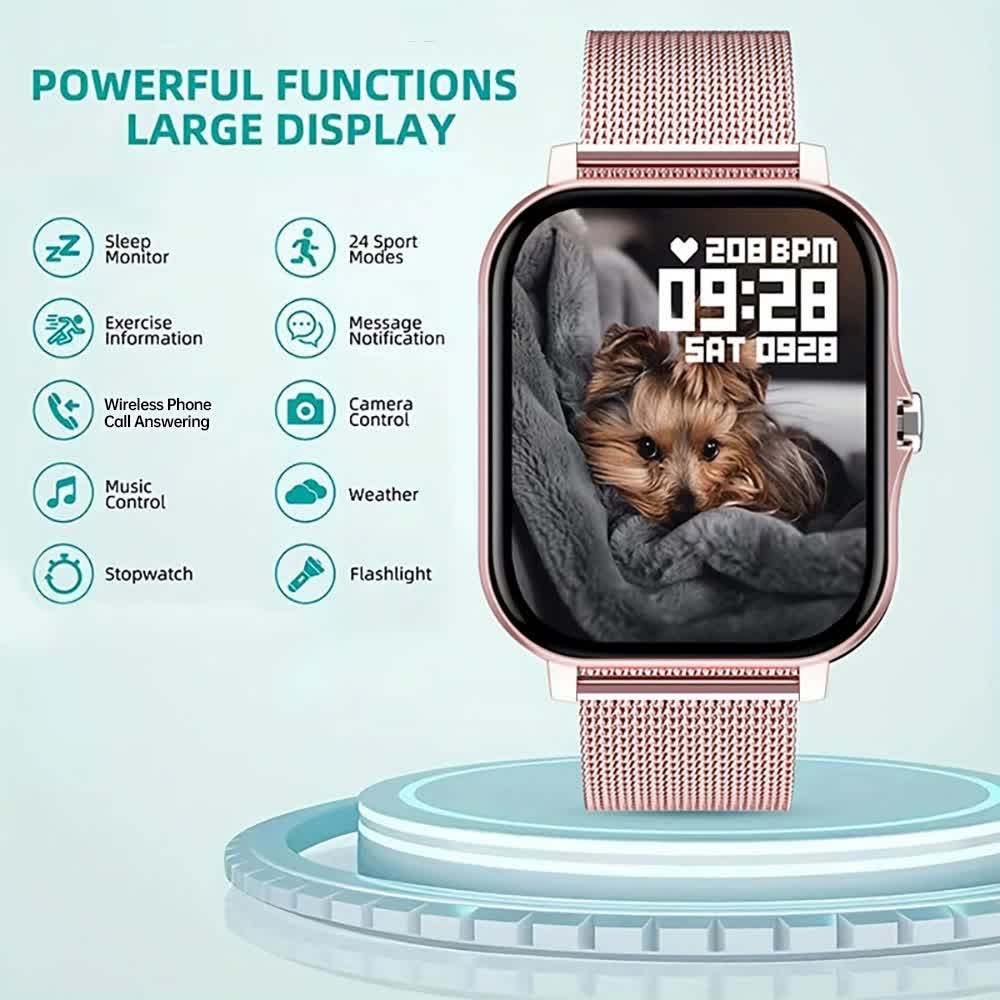 NNEDSZ Steel Bracelet With Silicone Strap Black Smart Fitness Watch with Large Display - 24 Sport Modes, Heart Rate Monitor & More-2
