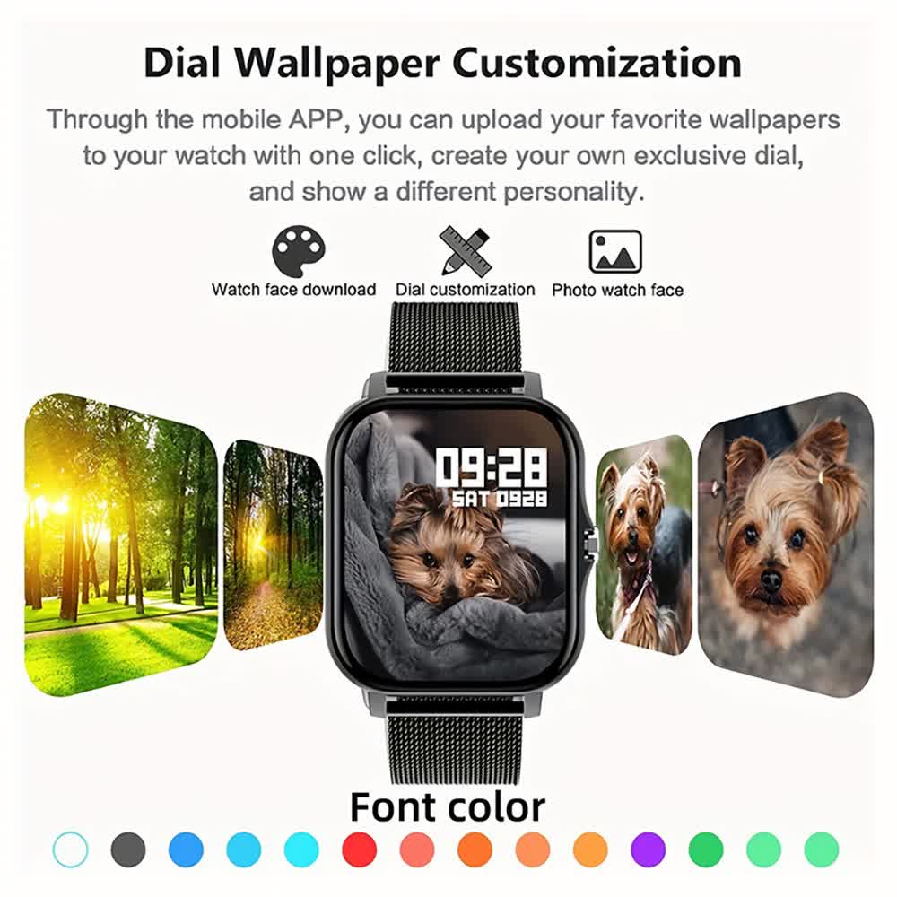 NNEDSZ Single Silicone Strap Pink Smart Fitness Watch with Large Display - 24 Sport Modes, Heart Rate Monitor & More-4
