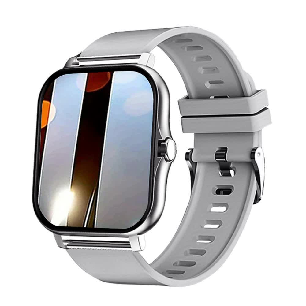 NNEDSZ Single Silicone Strap Silver Smart Fitness Watch with Large Display - 24 Sport Modes, Heart Rate Monitor & More-0