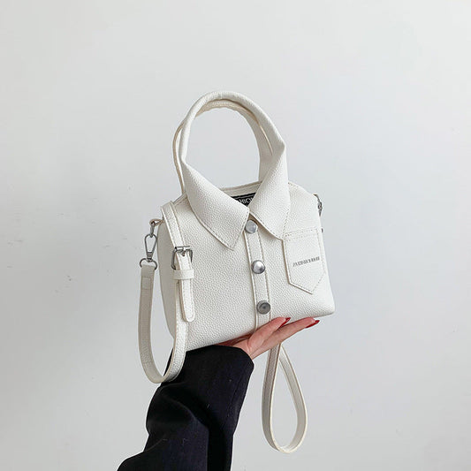 NNEDSZ White Trendy Shirt-Inspired PU Shoulder Bag | Stylish Handbag with Unique Design-0