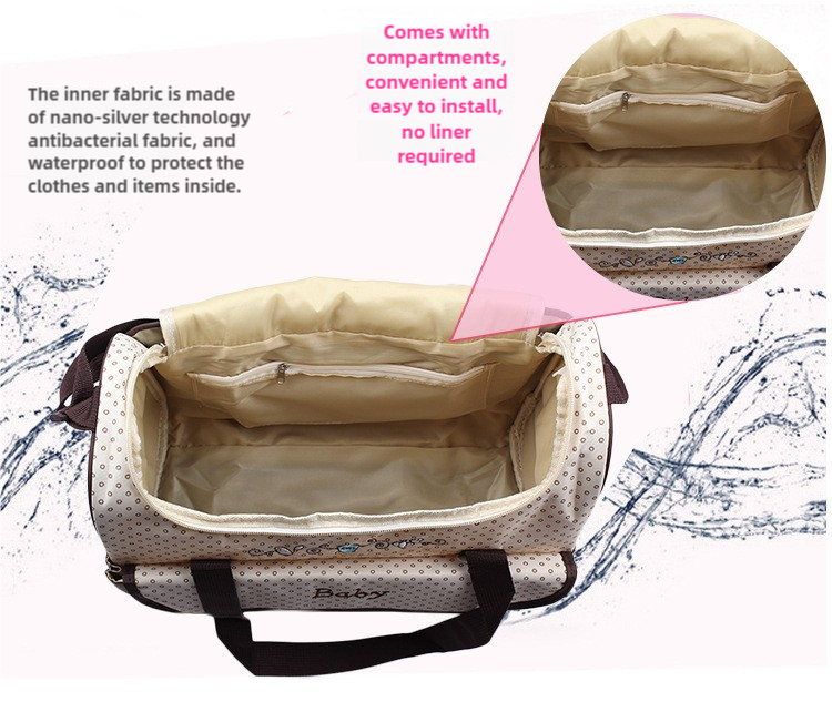 NNEDSZ Pink 5-Piece Mommy Bag Set - Large Capacity Diaper Bags for Baby Travel, Tote and Shoulder Bags with Insulated Bottle Holder and Snack Bag-1