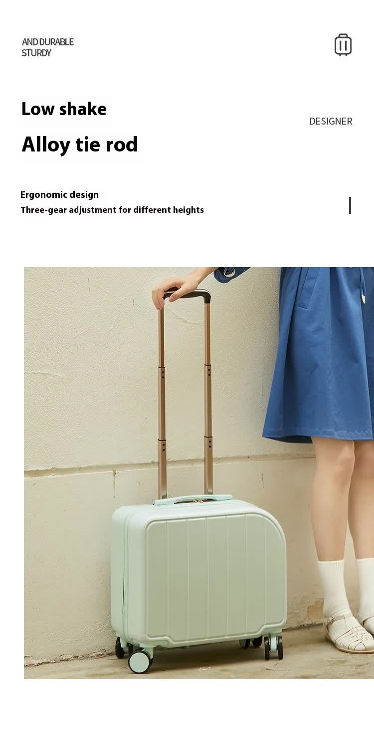 NNEDSZ Light Blue Compact 18-Inch Carry-On Suitcase | Lightweight ABS Hardside Spinner Luggage-3