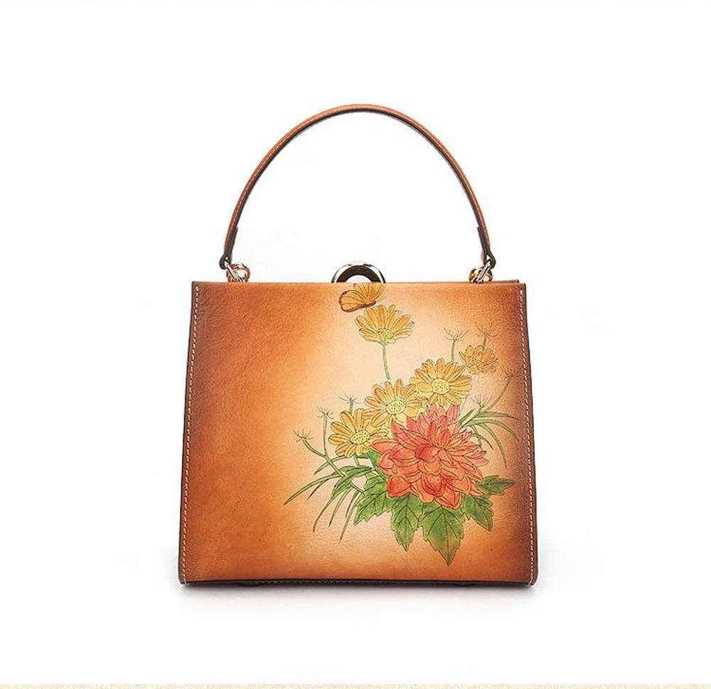 Vintage Leather Casual Box Shoulder Bag Small Square Bag-2