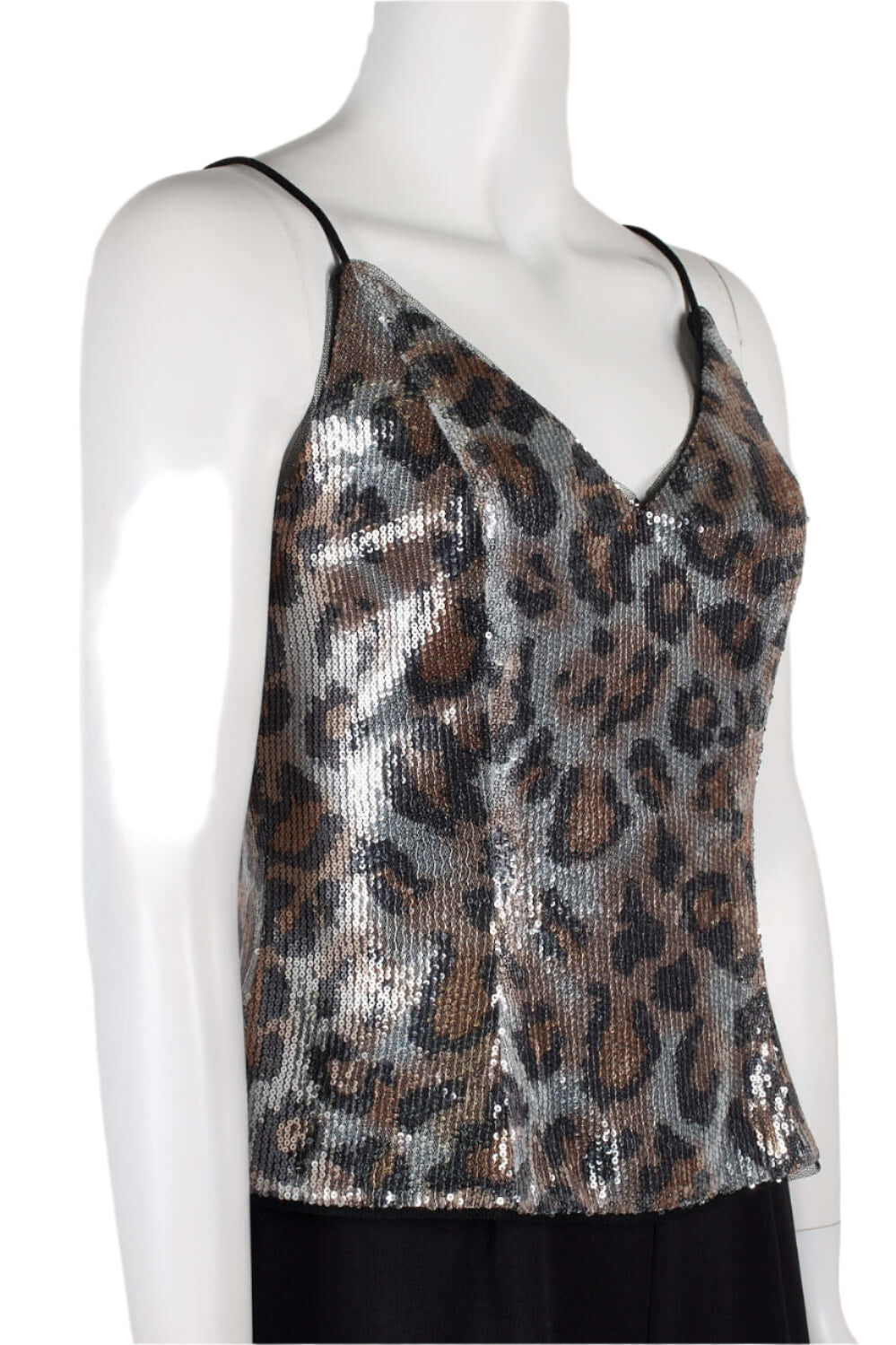 Adrianna Papell V-Neck Spaghetti Strap Popover Zipper Back Mesh Crepe Jumpsuit-3