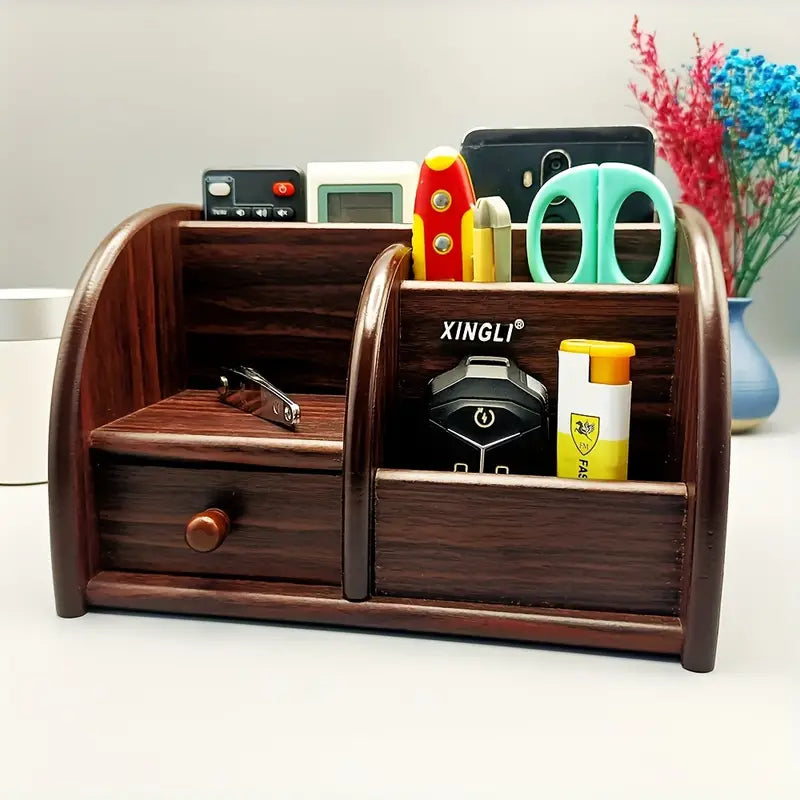 Wooden Desk File Organizer with Drawer-1