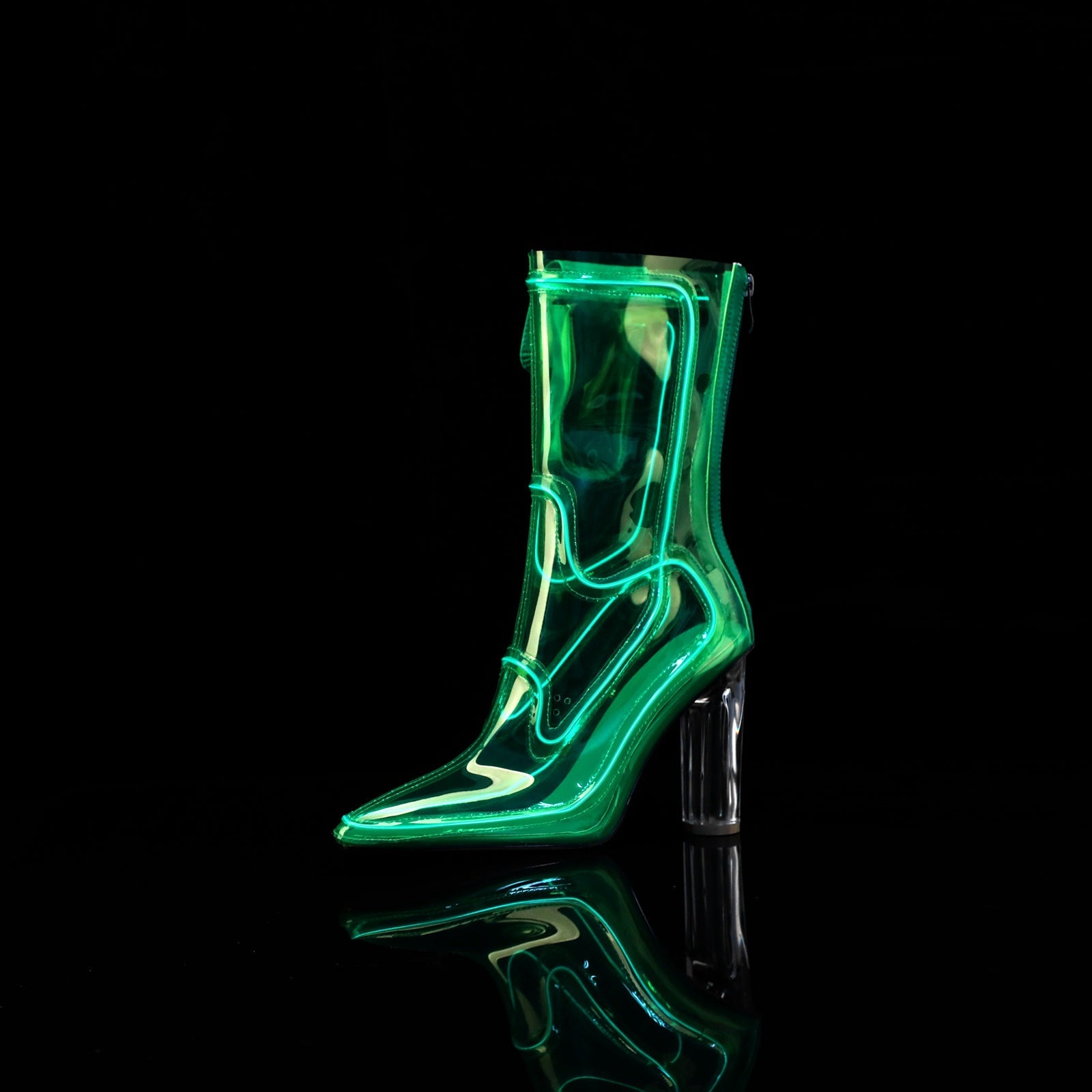 Electrifiying Neon Transparent Ankle Boots-1