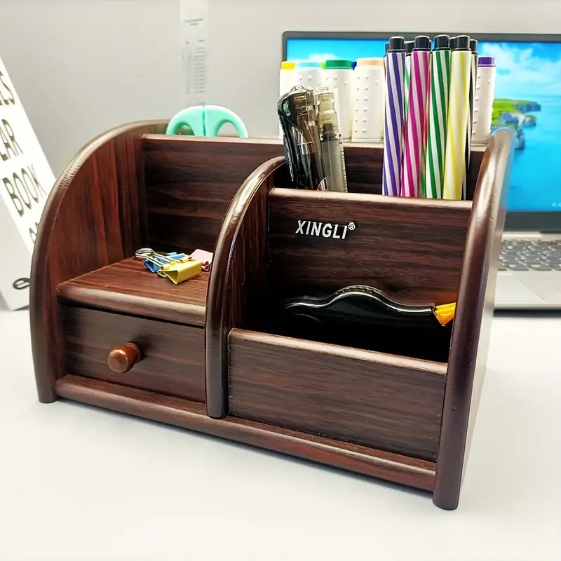 Wooden Desk File Organizer with Drawer-3
