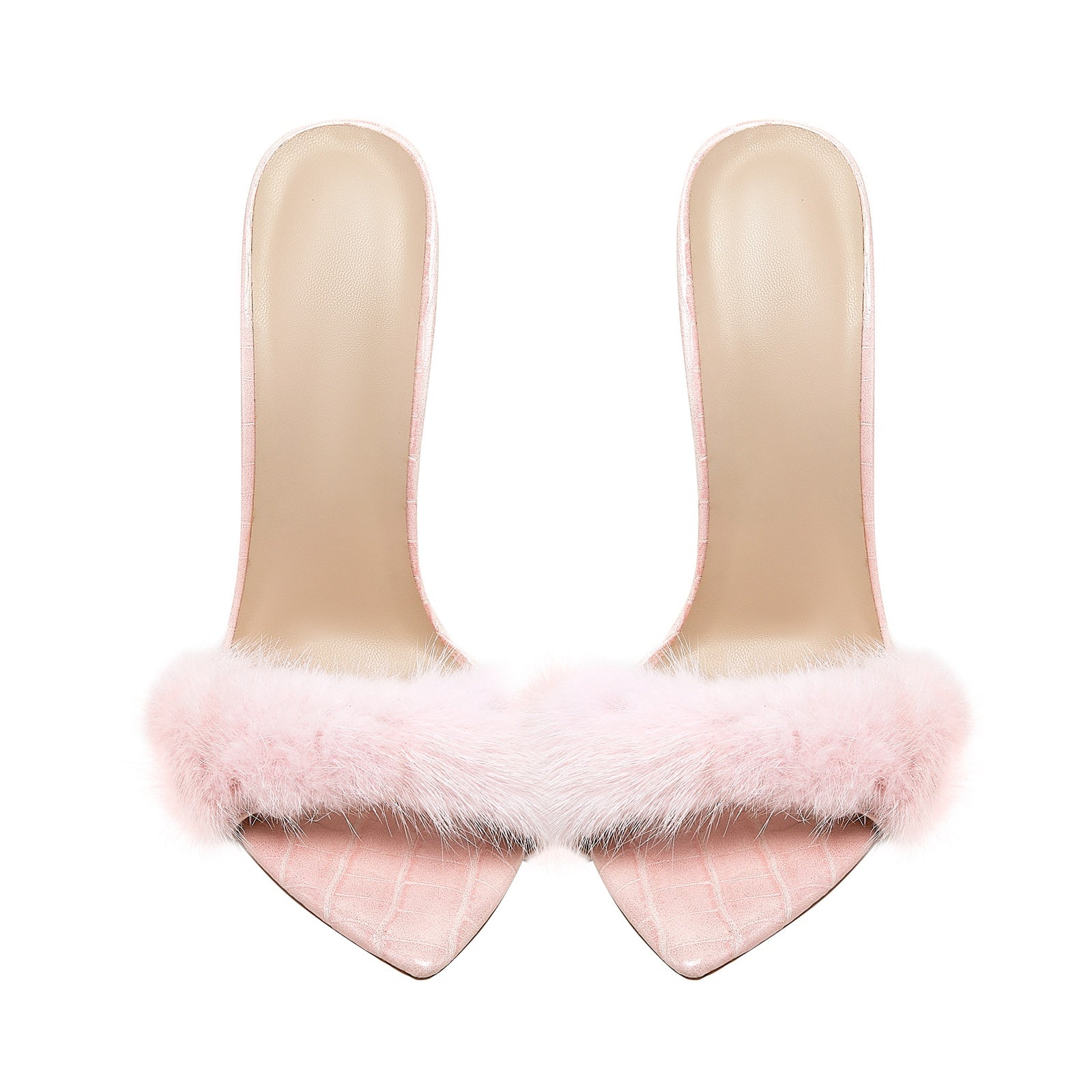 Lightweight Fluffy Pink Heels-4