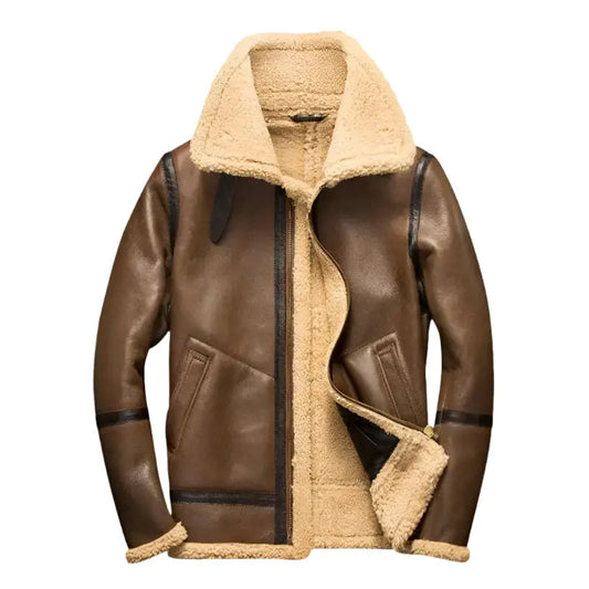 Men’s Luxury Light Brown Shearling Aviator Jacket-0