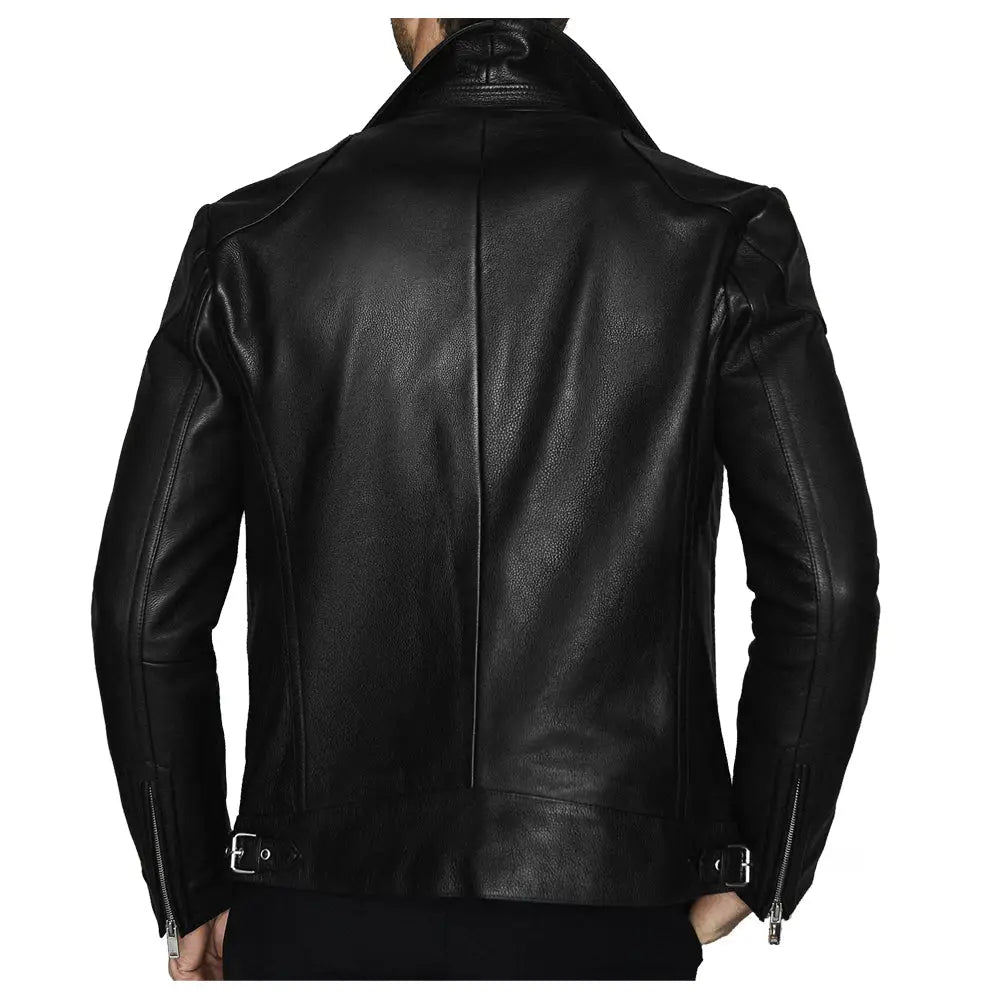 Men's Fashion Biker Jacket with Three Zippered Pockets-4