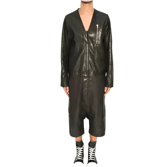 Men’s Black Leather Jumpsuit-0