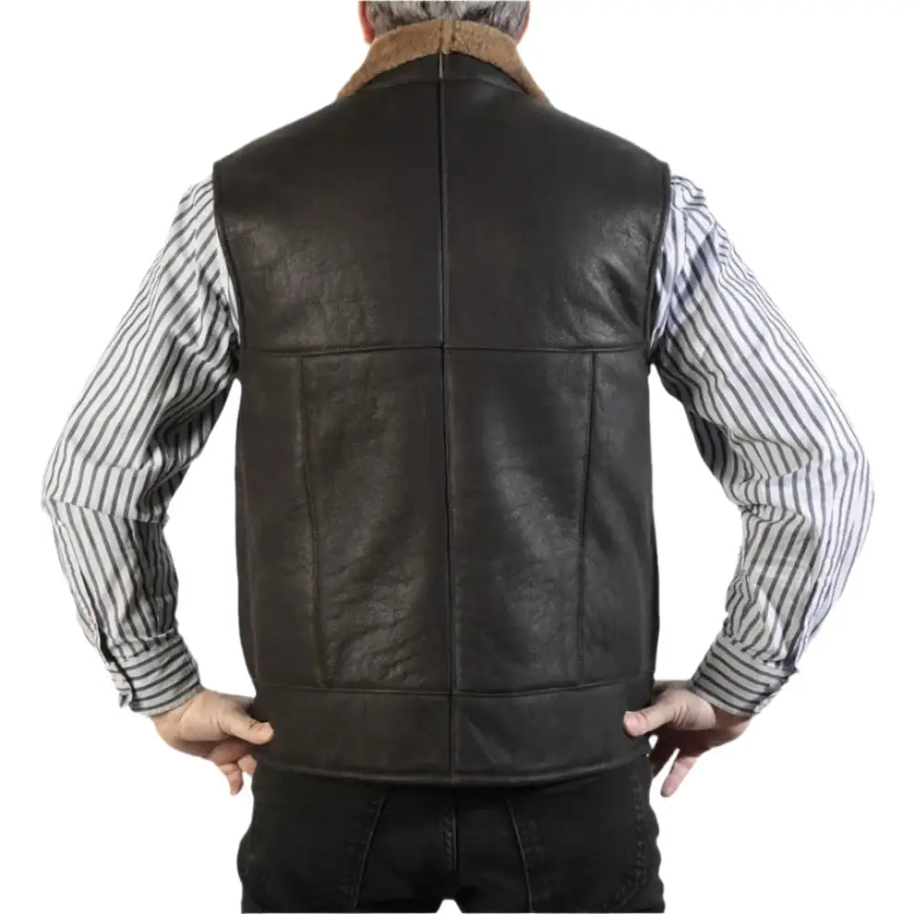 Mens Caramel Nappa Lamb Leather Gilet-1