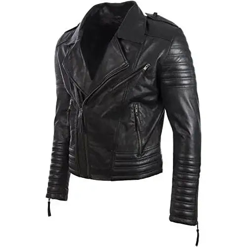 Mens Sheep Nappa Leather Biker Jacket-0