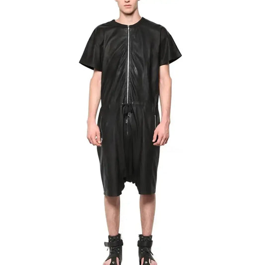 Men’s Leather Zippered Jumpsuit-0