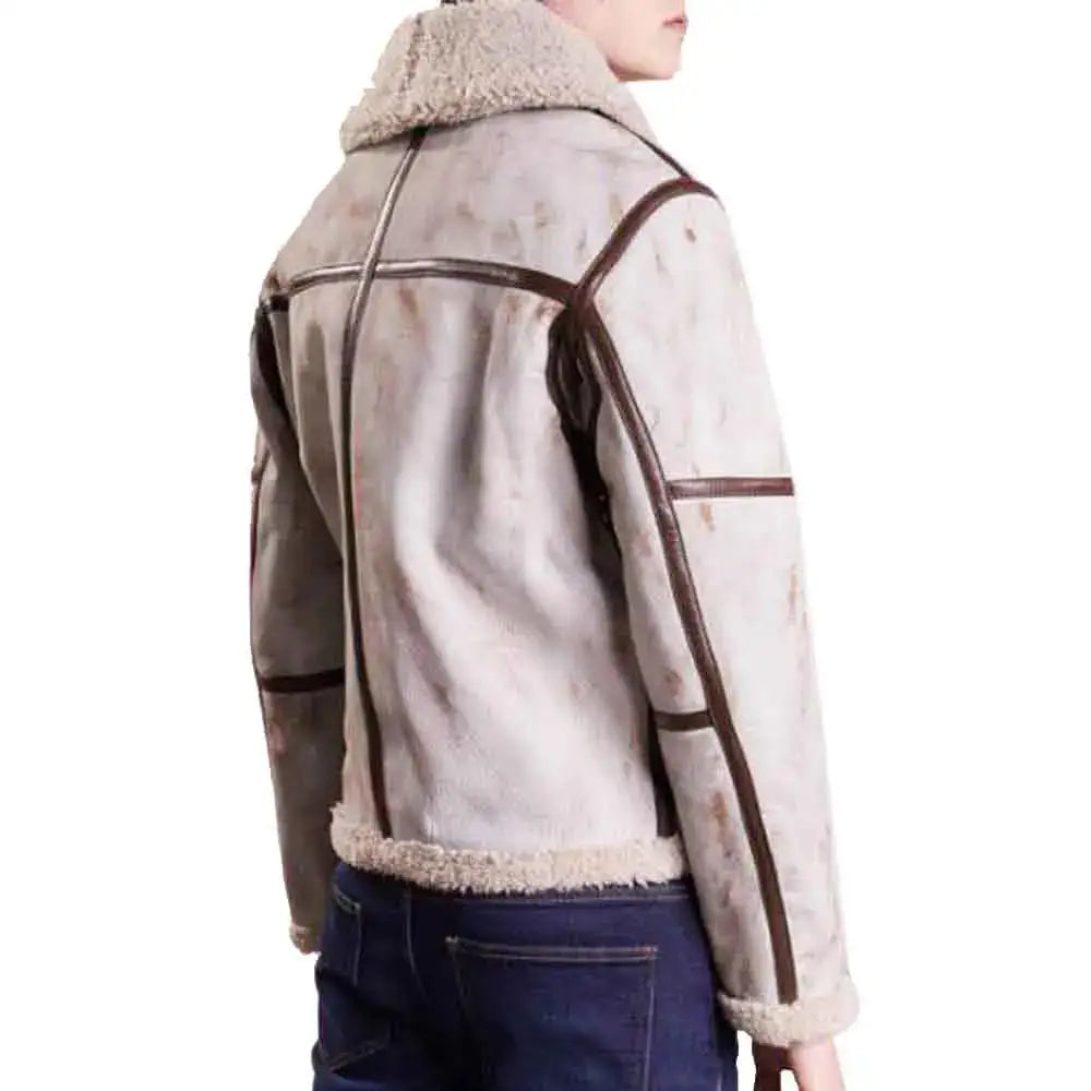 Mens Waxed Leather Shearling Aviator Jacket-1