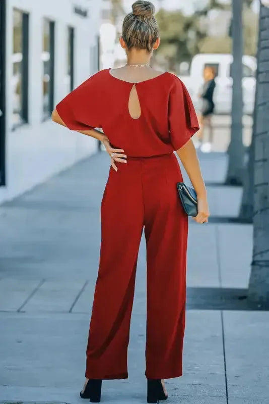 Oh-So-Glam Belted Wide Leg Jumpsuit-1