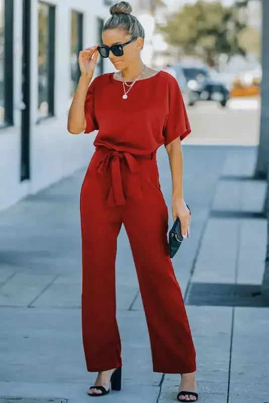Oh-So-Glam Belted Wide Leg Jumpsuit-2