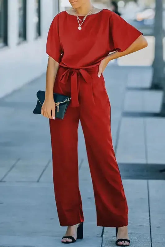 Oh-So-Glam Belted Wide Leg Jumpsuit-0