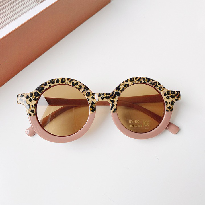 Girls Color Patchwork Design Round Frame Sunglasses-5