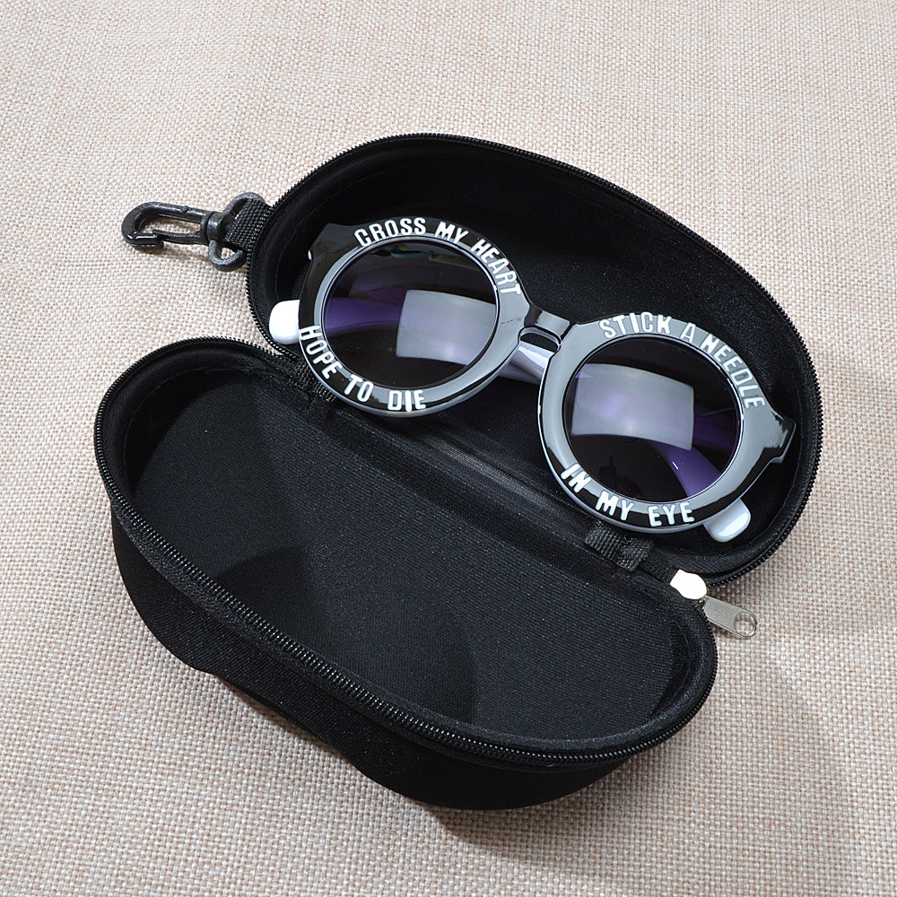 A Hard Sunglasses Case with Lock Clasp and Zipper Closure-3