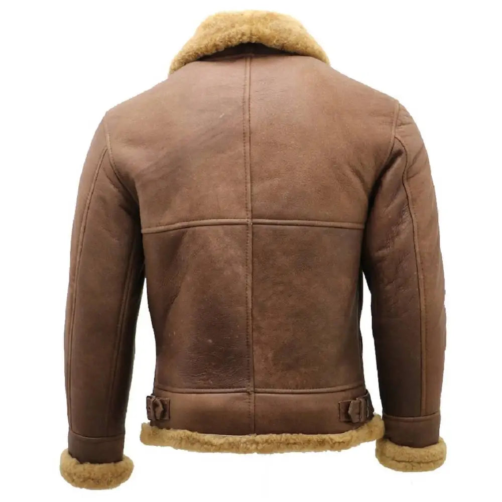 Men's Real Leather Shearling Bomber Jacket-1