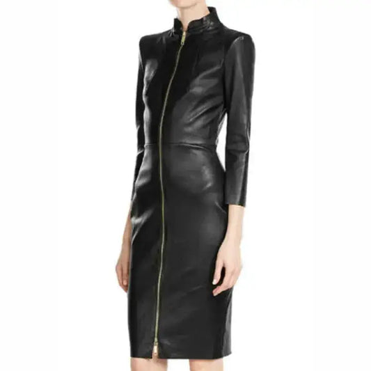 Women’s High-Waist Leather Catsuit Jumpsuit-0
